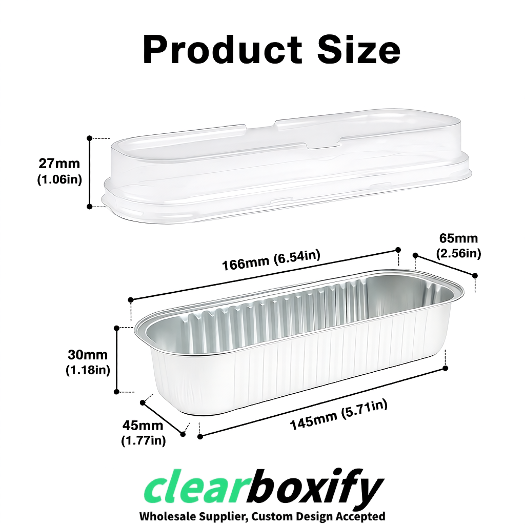 White Mini Loaf Pans with Clear Lids 6.8oz Rectangular Aluminum Foil Baking Pans Supplier
