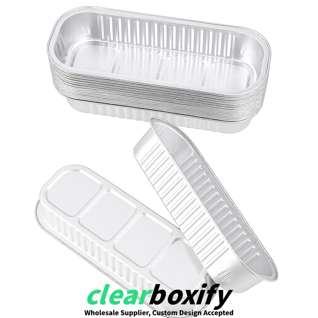 White Mini Loaf Pans with Clear Lids 6.8oz Rectangular Aluminum Foil Baking Pans Supplier