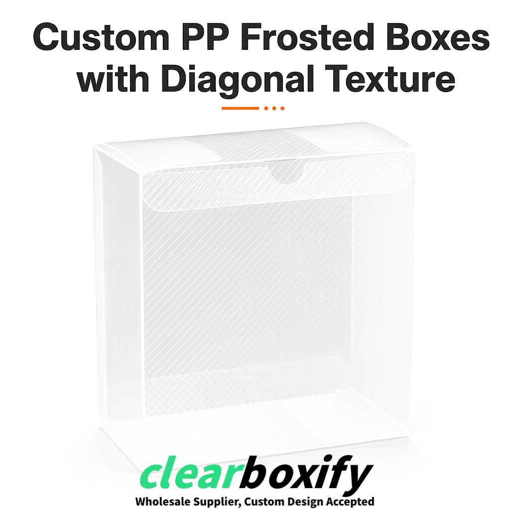 White Matte PP Frosted & Diagonal Texture Boxes with Diagonal Texture