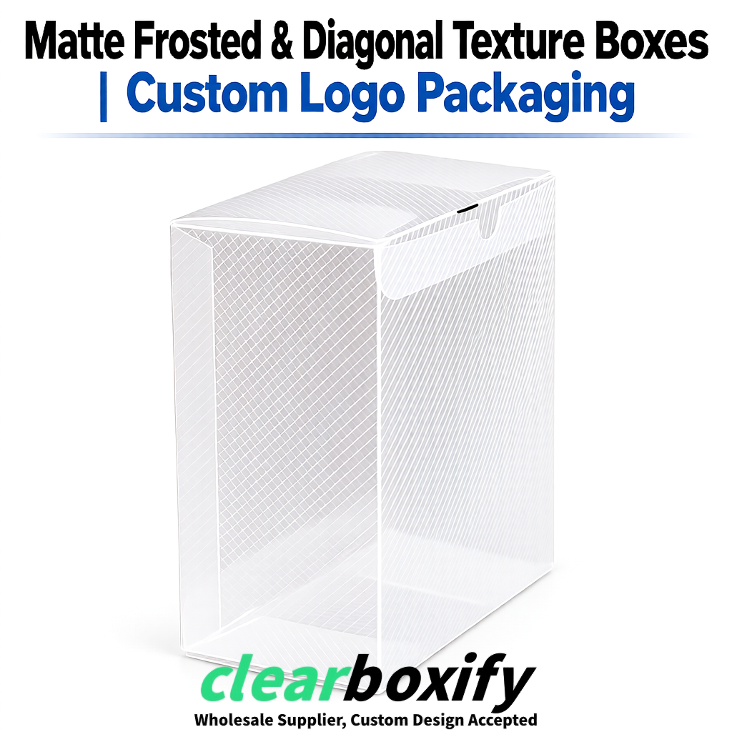 White Matte PP Frosted & Diagonal Texture Boxes with Diagonal Texture