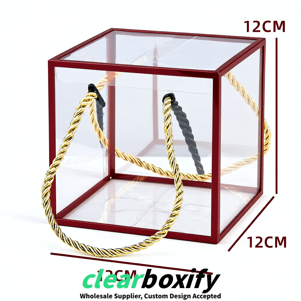 Wine Red Private Label Clear PVC, PP, PET Tote Bags & Handbags Wholesale