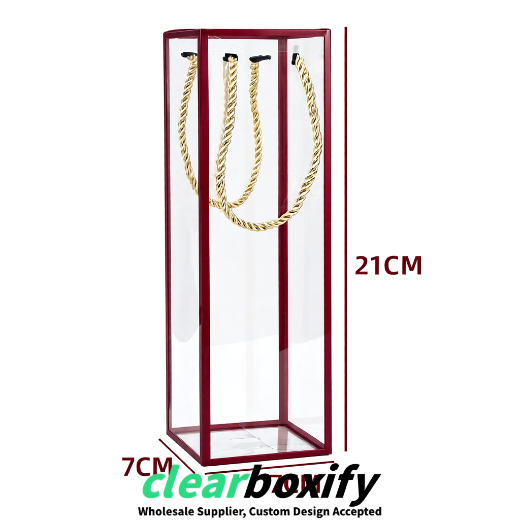 Wine Red Private Label Clear PVC, PP, PET Tote Bags & Handbags Wholesale