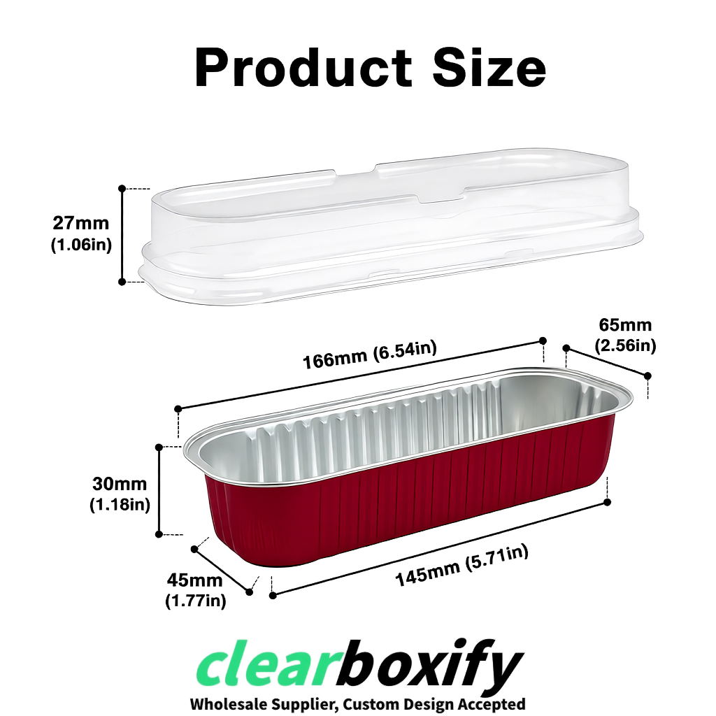 Wine Red Mini Loaf Pans with Clear Lids 6.8oz Rectangular Aluminum Foil Baking Pans Supplier