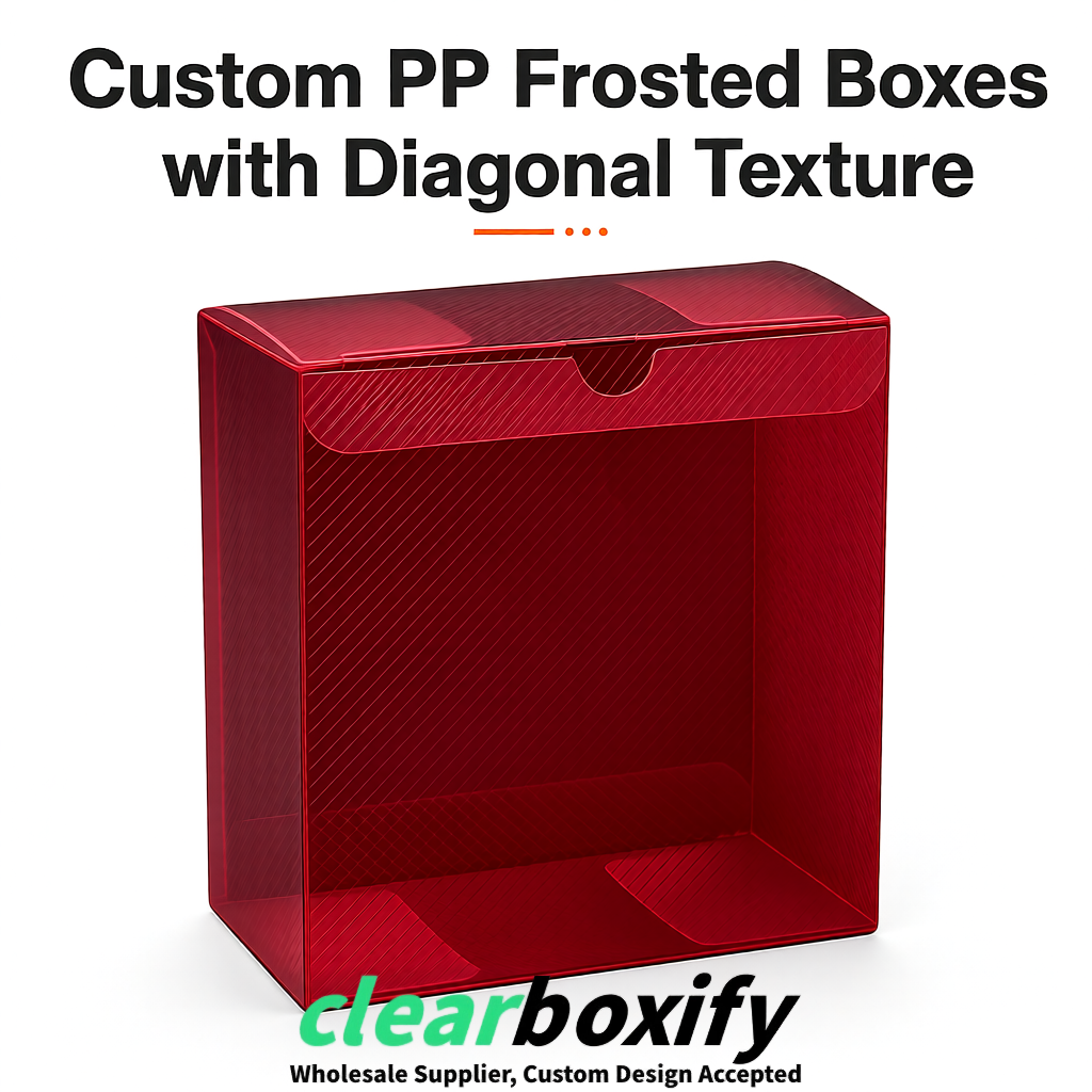 Wine Red Matte PP Frosted & Diagonal Texture Boxes with Diagonal Texture