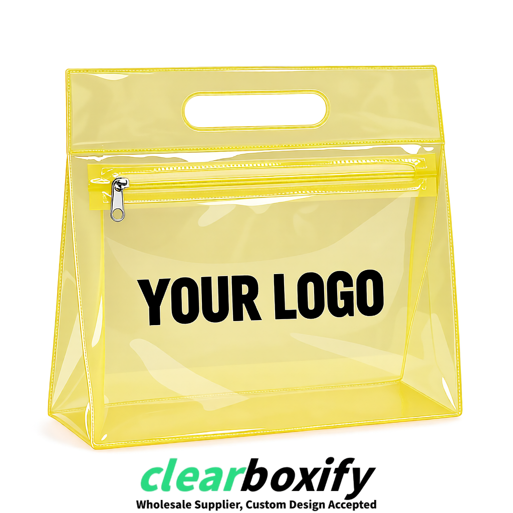 Yellow EVA/PVC Cosmetic Bags | OEM/ODM Clear Zipper Makeup Pouches