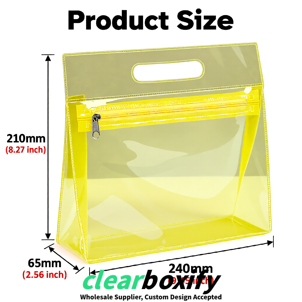 Yellow EVA/PVC Cosmetic Bags | OEM/ODM Clear Zipper Makeup Pouches