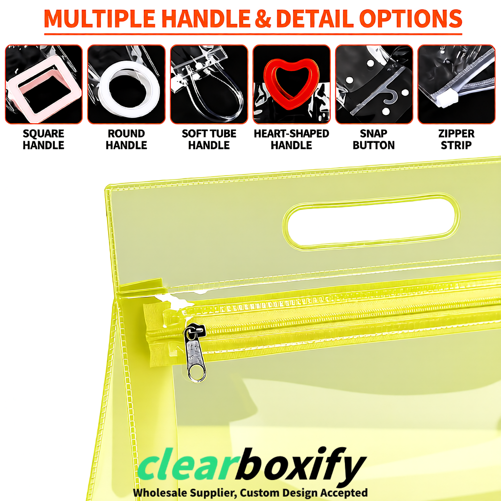 Yellow EVA/PVC Cosmetic Bags | OEM/ODM Clear Zipper Makeup Pouches