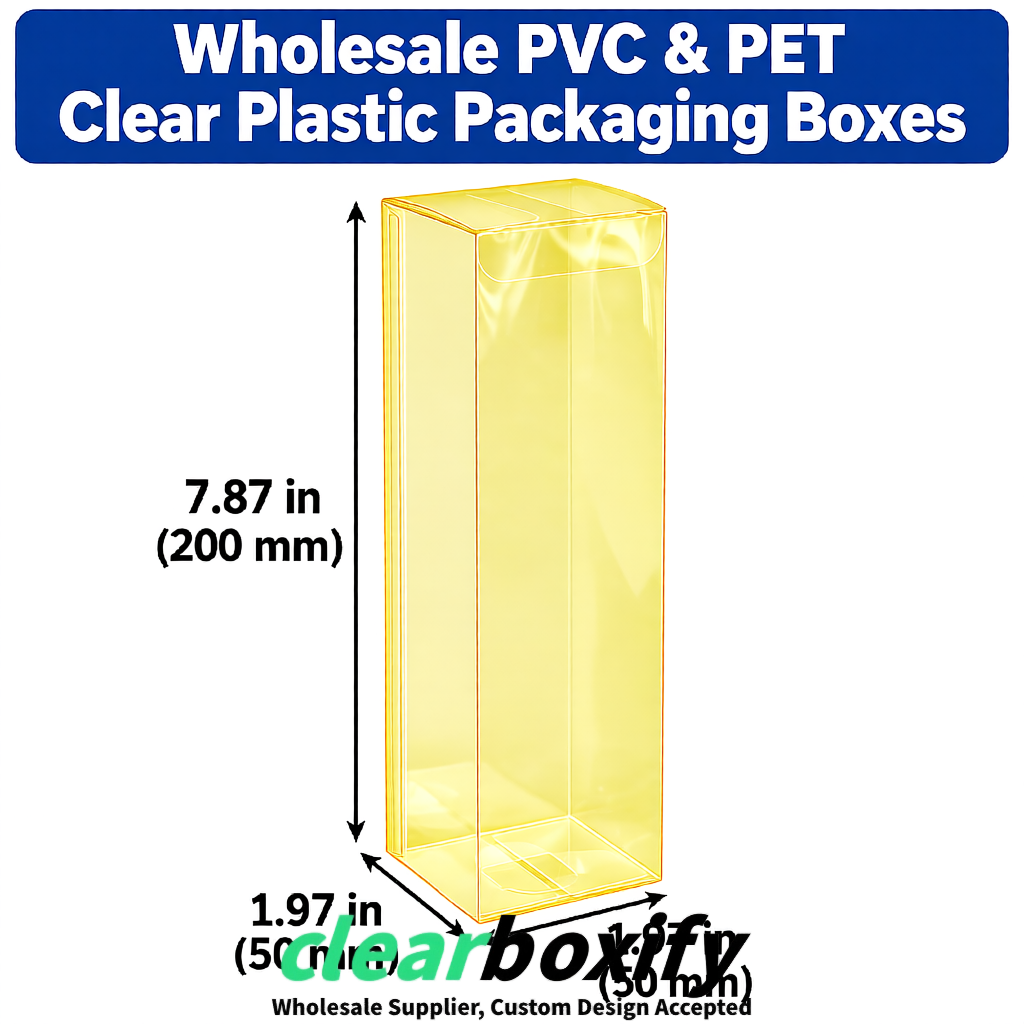 Yellow Wholesale Clear PVC & PET Boxes 50x50x120/150/200mm 60x60x60/120 mm