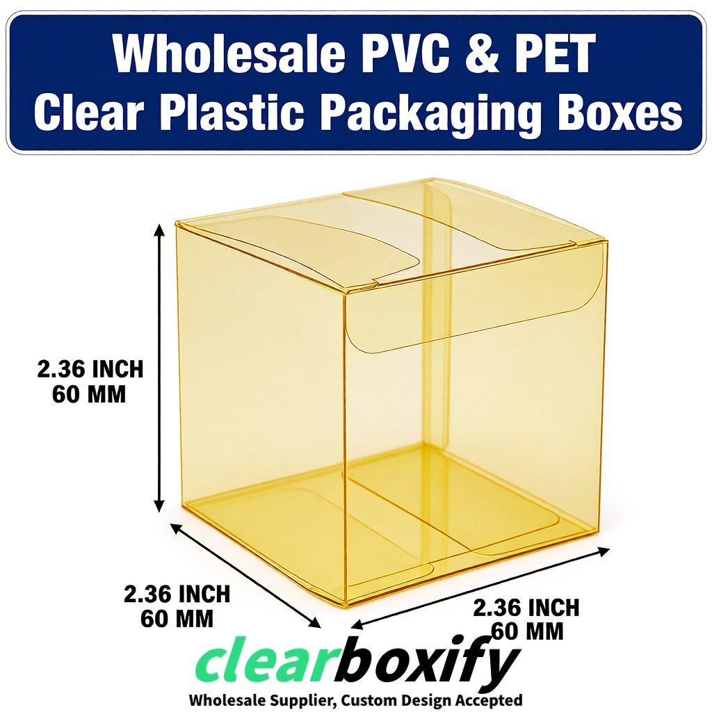 Yellow Wholesale Clear PVC & PET Boxes 50x50x120/150/200mm 60x60x60/120 mm