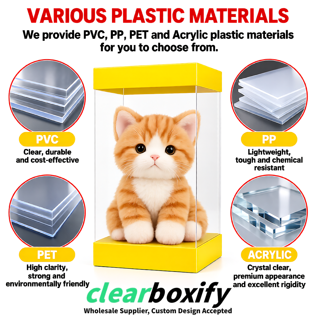 Yellow Clear Toy Display Boxes with White Base & Top | Wholesale Bulk Packaging