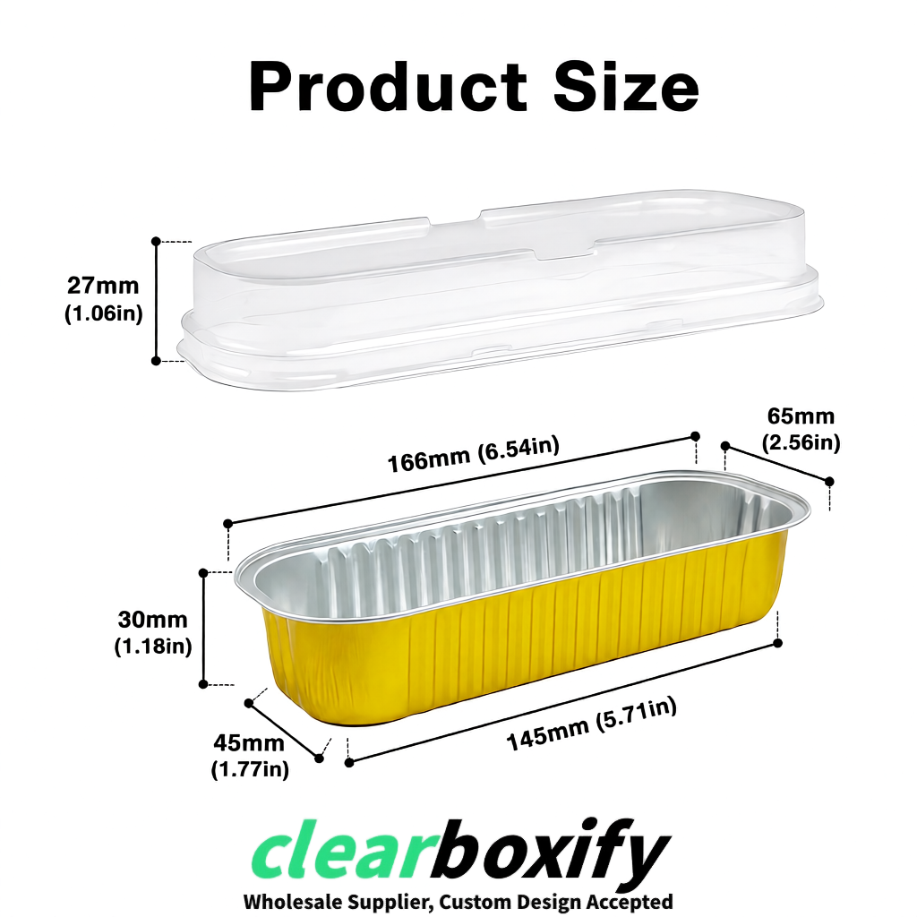 Yellow Mini Loaf Pans with Clear Lids 6.8oz Rectangular Aluminum Foil Baking Pans Supplier