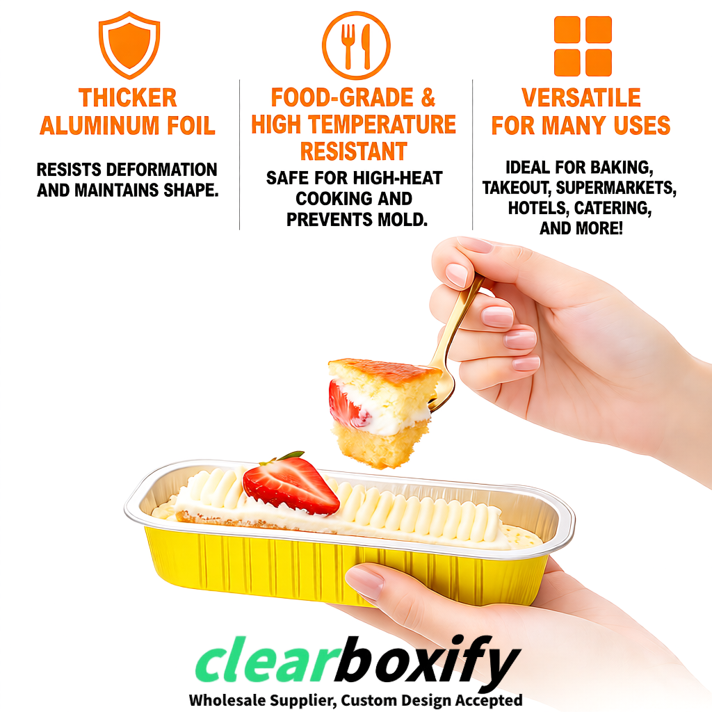 Yellow Mini Loaf Pans with Clear Lids 6.8oz Rectangular Aluminum Foil Baking Pans Supplier