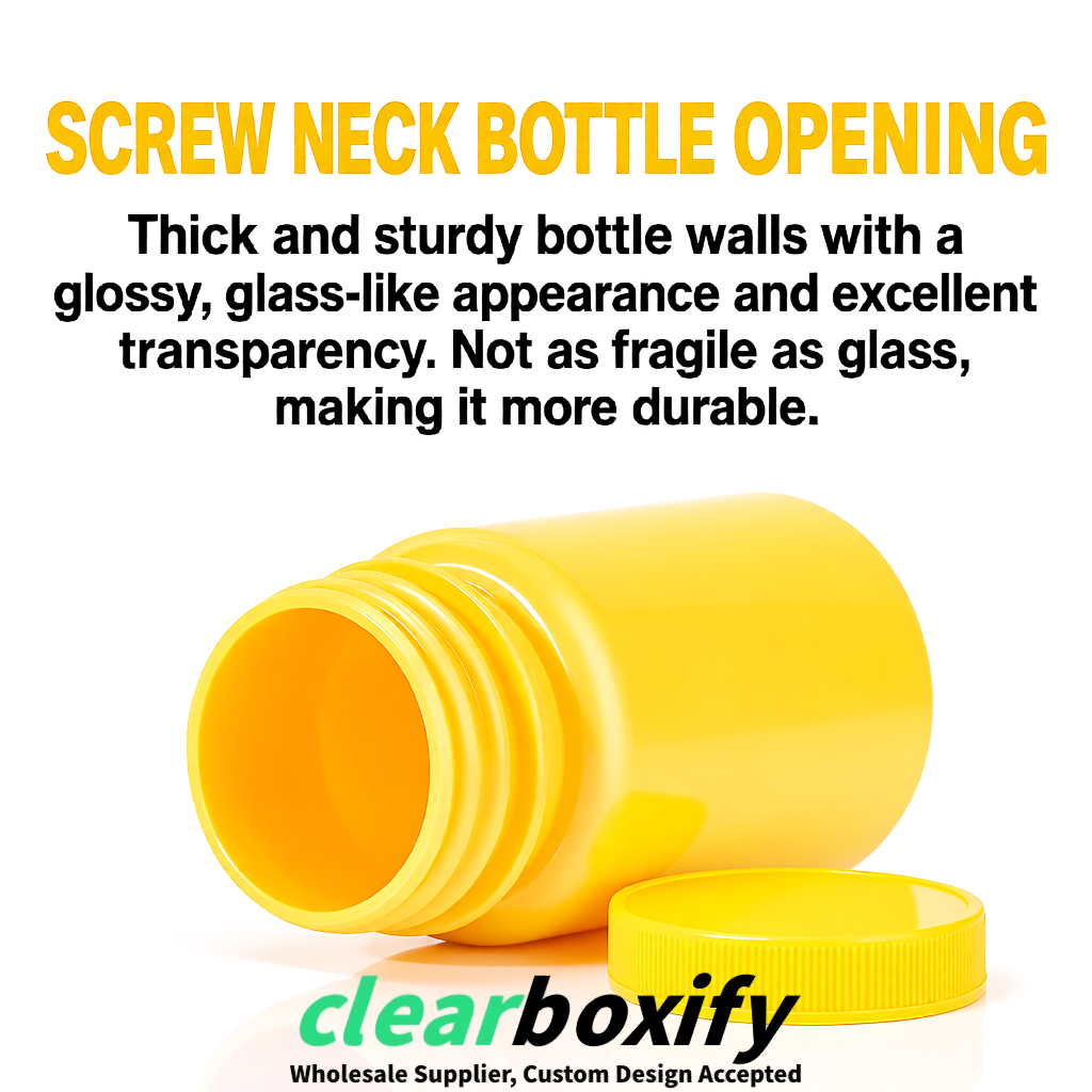 80ml Yellow Plastic Supplement Bottle for Capsules & Pills, TCM & Softgels
