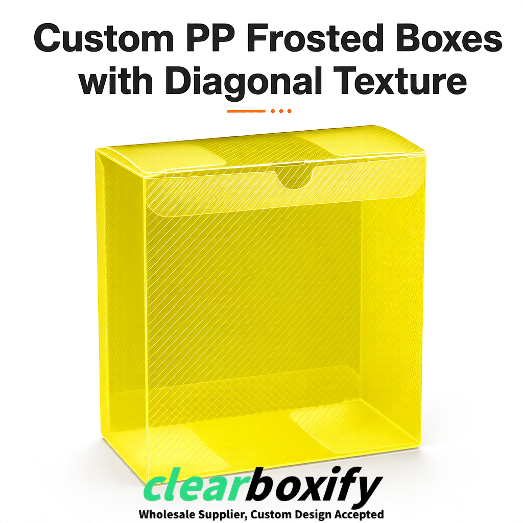 Yellow Matte PP Frosted & Diagonal Texture Boxes with Diagonal Texture