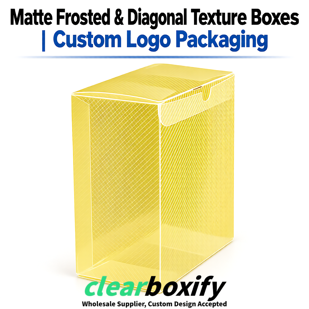 Yellow Matte PP Frosted & Diagonal Texture Boxes with Diagonal Texture