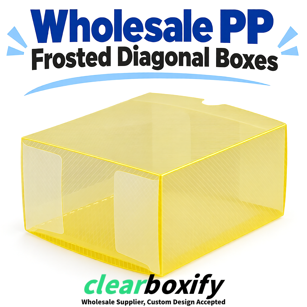 Yellow Matte PP Frosted & Diagonal Texture Boxes with Diagonal Texture